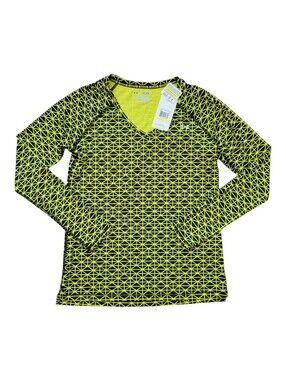 SALE Under Armour Fitted Long Sleeve Tee Heat Gear Neon Yellow & Black M NWT